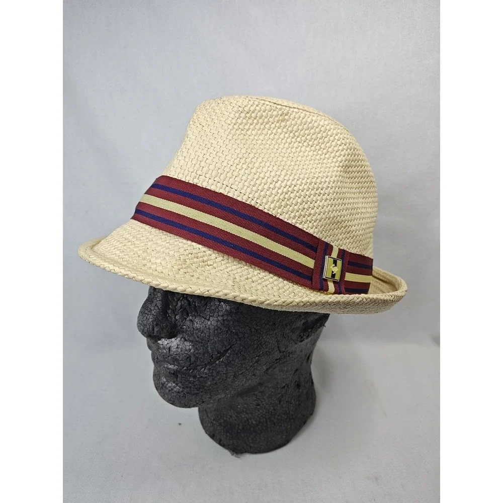 Peter Grimm 100% Paper Natural Straw Hat Men's Fedora‎ Front Lined Trilby O/S